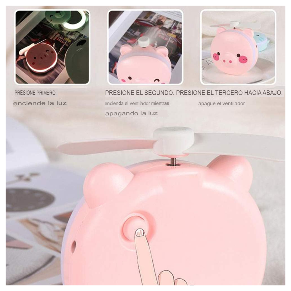 Mini ventilador facial forma de cerdito