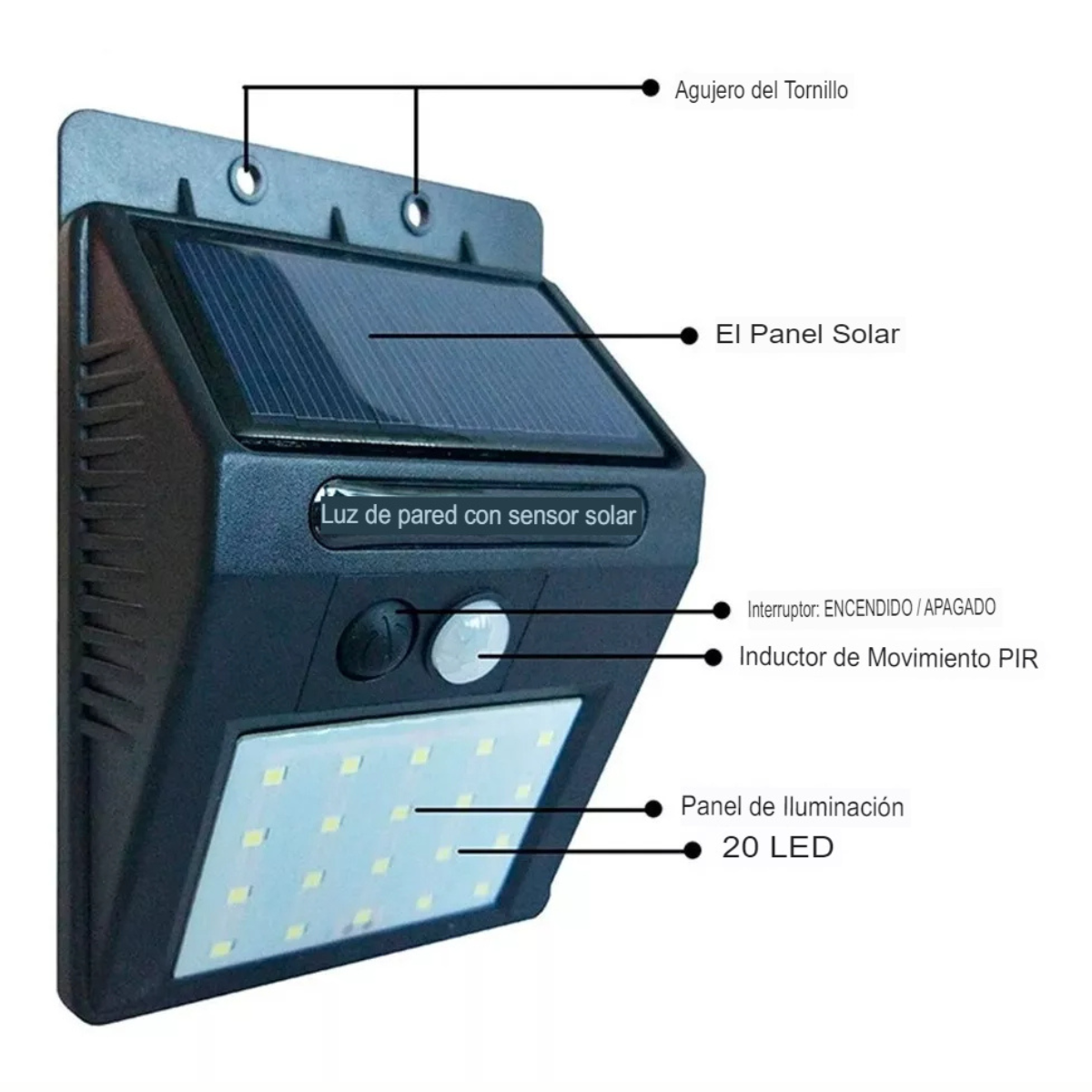 Foco Solar 30 LED con Sensor | Luz Potente con Cero Cuenta de Luz